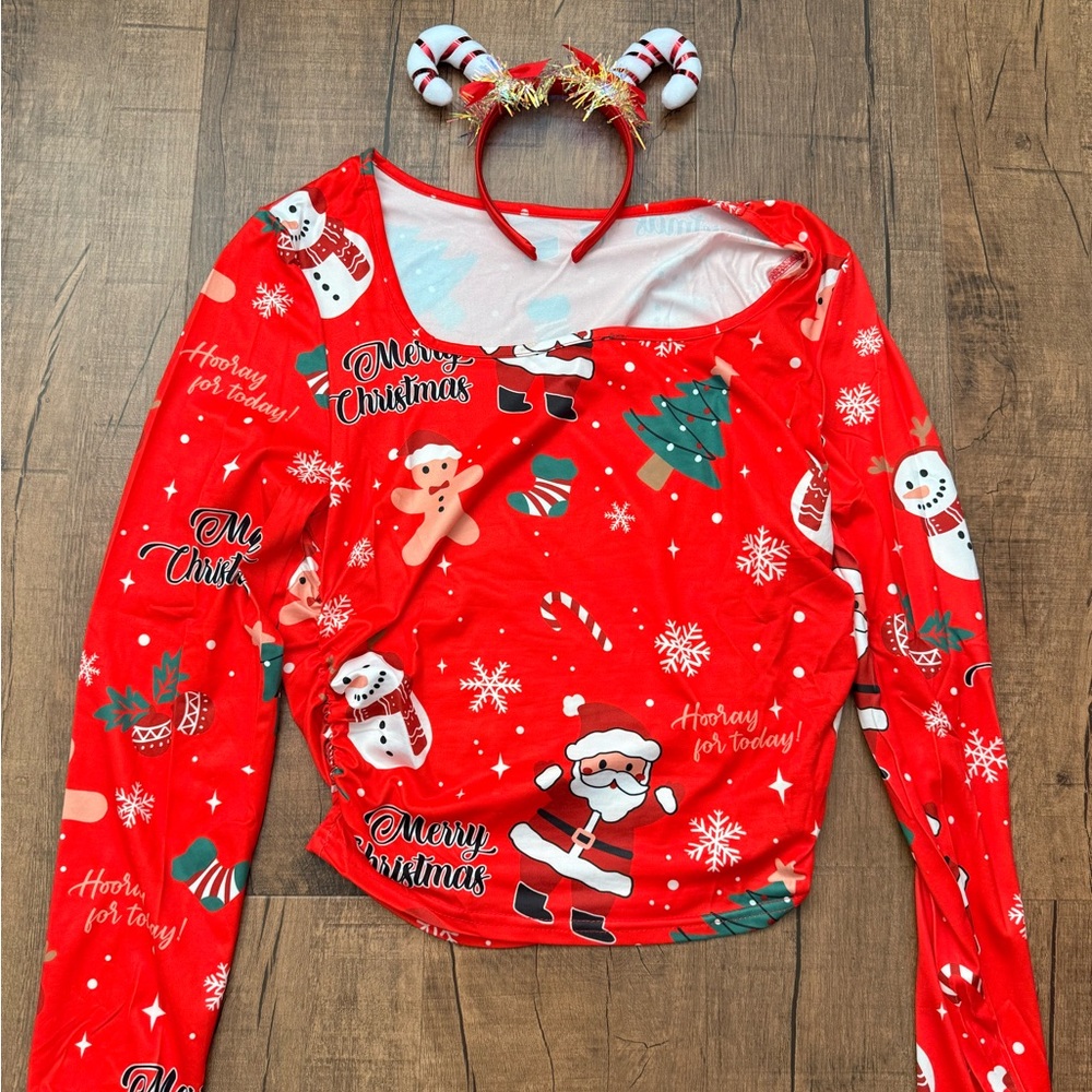 Long Sleeve Christmas Tee with Headband
